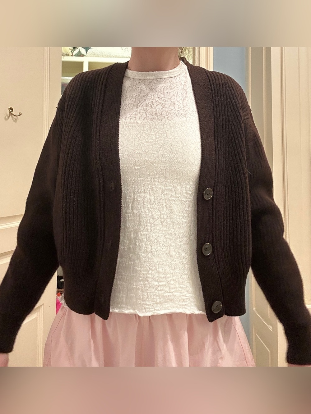 Samsoe Samsoe Brown Chunky Rib-Knit Cardigan - Picture 2 of 5